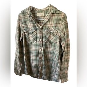 Mens Ralph Lauren blue & cream flannel shirt - small